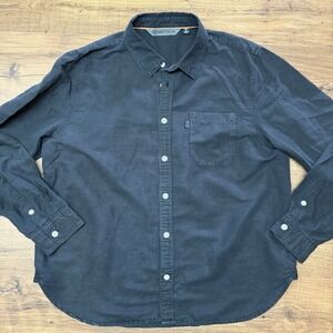 Harley Davidson Motor Clothes Mens XL Slim Linen Blend Button Up Shirt Black L/S